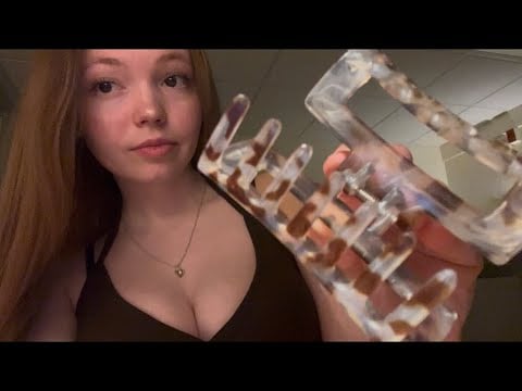 ASMR-💆‍♀️Clipping Back Your Hair/Brushing