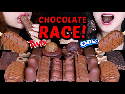 ASMR MEGA CHOCOLATE DESSERT RACE! TWIX CANDY ICE CREAM BARS, MINI MARSHMALLOW, FERRERO, CHEESECAKE먹방