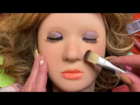 ASMR Makeup Application on Mannequin w/ Blonde Wig | Skincare, Foundation, Eyeshadow, Mascara, Blush