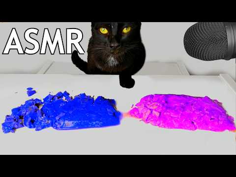 Black Cat Eating Blue & Purple Food ASMR 🐈‍⬛💙💜
