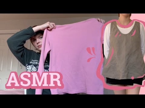 ASMR Thrift Store Clothing Haul + Try on (soft spoken + fabric sounds)