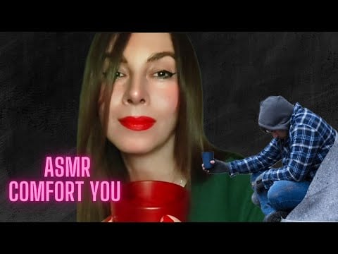 ASMR You're a homeless I rescue you and confort you( touching camera, foam sounds, ripping, rubbing)