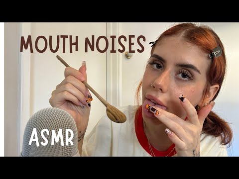 ASMR mouth sounds for sleep (wooden spoon, spit painting, hand movements)