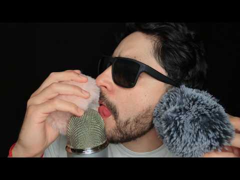 ASMR Extremely Gentle Head Massage With Mouth Sounds (Fluffy Mic Cover Battle)