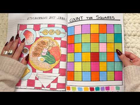 ASMR Handdrawn Tests Notebook Tour ✨ Quiet Tracing, Whispering & Page Turning