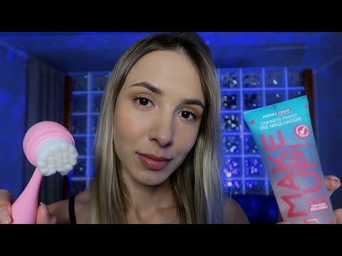 ASMR - FAZENDO SUA LIMPEZA DE PELE NOTURNA 🌙