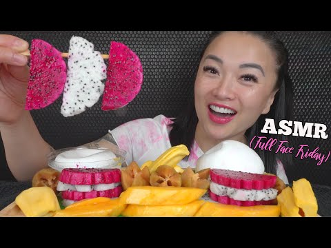 ASMR COCONUT BALL + FRESH TROPICAL FRUITS *Full Face Friday (EATING SOUND) LIGHT WHISPERS | SAS-ASMR