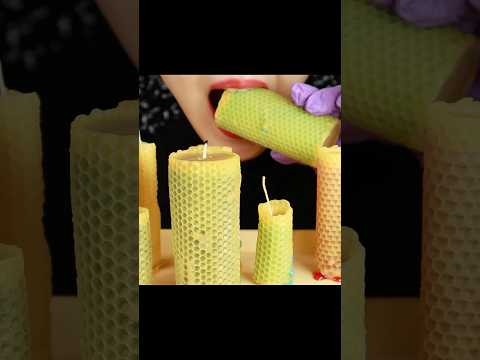 HOMEMADE NATURAL BEESWAX CANDLE CANDY ASMR 🐝