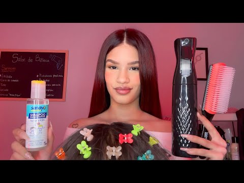 ASMR Te busco los piojos, lavado de cabeza, gotero, masaje capilar y te rizo el pelo