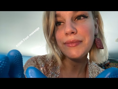 [ASMR] Foot massage with rubber gloves + oil and lotion *Treating your migraine*