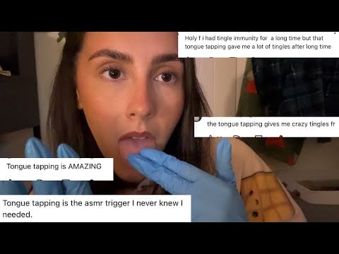 ASMR- Spit painting and tongue tapping with gloves 🩵✨