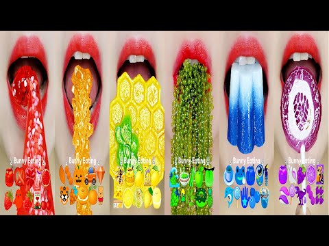 ROYGBIV Rainbow Emoji Challenge Eating Sounds 빨주노초파보 이모지 입술 먹방 모음 ASMR MUKBANG