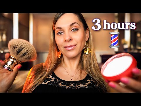 ASMR 3 Hours 💈 Sleep Inducing Barbershop Haircut, Massage Roleplay and RAIN