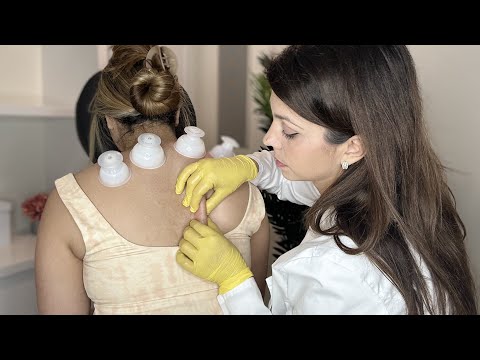 ASMR Real Person Back Exam Chiropractic Adjustment (Skin Cracking, Cupping, Shoulder Massage) ​⁠