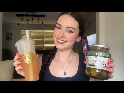ASMR pickles & boba mukbang 🥒