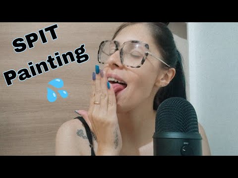 ASMR SPIT PAINTING SUPER MOLHADO DE ARREPIAR 💦💦💦#mouthsounds