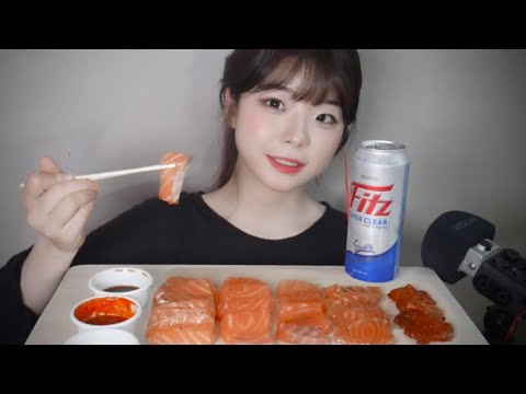 [한국어ASMR] 연츄 혼술🍻 다섯가지 연어와 캔맥주 리얼사운드 먹방│연어 이팅사운드│Salmon&beer Eating sound│Real sound Mukbang