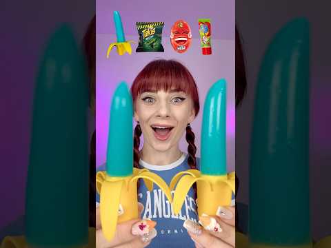 ASMR Emoji Gummy Bananas, Sour Candy #shorts