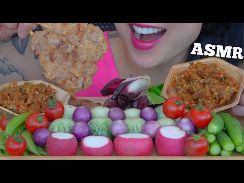 ASMR SPICY THAI CHILI DIPPING SAUCE + FRESH VEGGIES + BBQ PORK (EATING SOUNDS) NO TALKING | SAS-ASMR