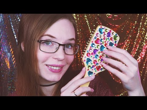 ASMR Wooden Hair Brush w/Beads - Scratching Rhinestones and Bristles - No Talking