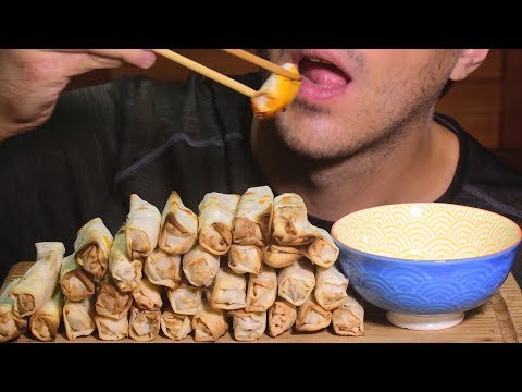 ASMR BEST Crunchy Eating Sounds ( Spicy Shrimp Spring Rolls ) NO TALKING | Nomnomsammieboy