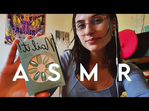 ASMR colocando unhas postiças e conversando🩵💙🩵