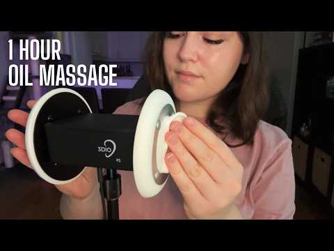 ASMR 3Dio Ear Massage with Oil (1 hour, no talking)