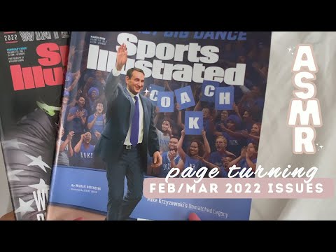 ASMR page turning sports illustrated feb/march 2022 ✨ (some word tracing, tapping) no talking