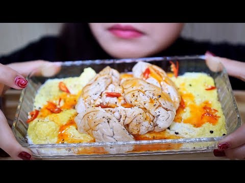 ASMR steamed PIG'S BRAINS with egg (exotic food) SOFT EATING SOUNDS | LINH-ASMR