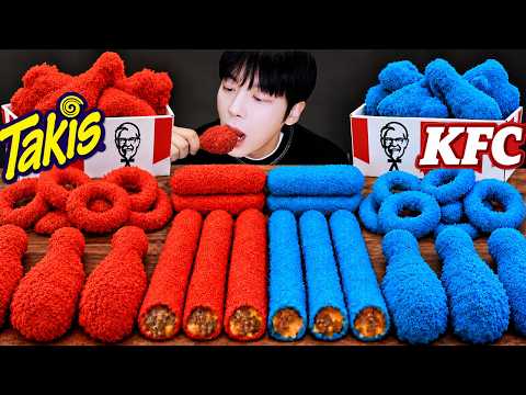 ASMR MUKBANG 직접 만든 타키스 KFC 치즈스틱, 칠리스, 브리또, 오징어링 & 레시피 FIRE NOODLES EATING SOUND!