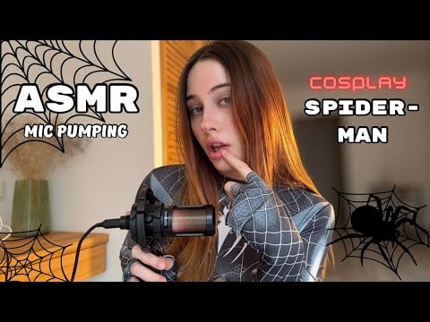 Spider-Girl ASMR Roleplay | Dark Suit Cosplay with Mouth Sounds & Mic Pressure