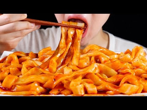 ASMR Wide Udon Noodle Tteokbokki | Saengsaeng Tteokbokki | Eating Sounds Mukbang No Talking