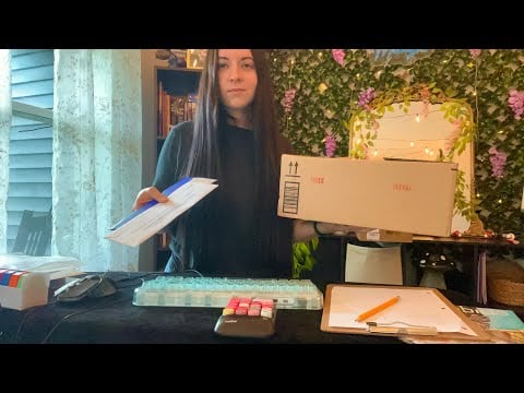 ASMR Post Office (typing, writing, crinkles, box sounds, scanning)
