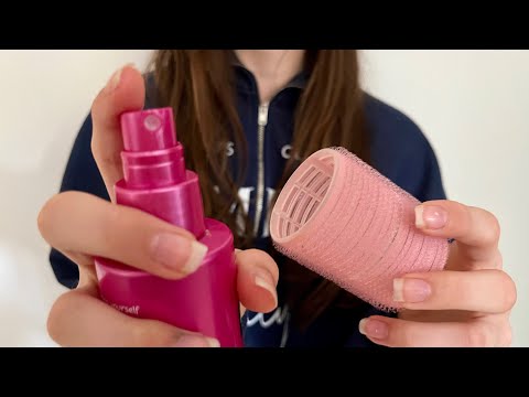 ASMR Curling your imaginary hair | Velcro rollers | hair brushing | Lots of spray sounds