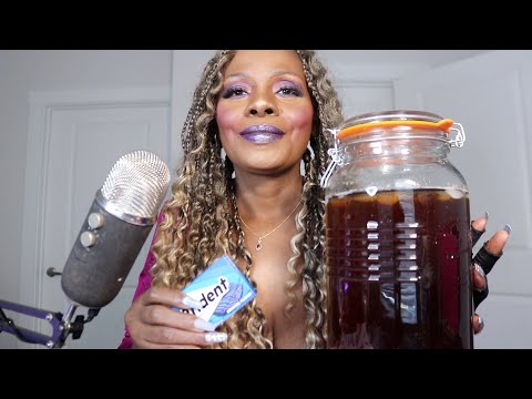 Sweet Tea Glass Jar Tapping ASMR Original Trident Chewing Gum