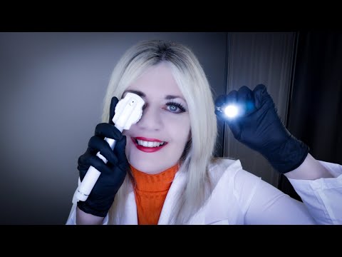 ASMR Eye Exam (Ophthalmoscope Exam/Light Triggers/Eye Drops/BP Check) Close Up & Tingly