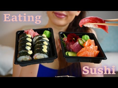 ASMR | Tuna, Salmon Sashimi & Sushi Roll | Raw Fish | EATING SOUNDS | No Talking | Lady M. ASMR