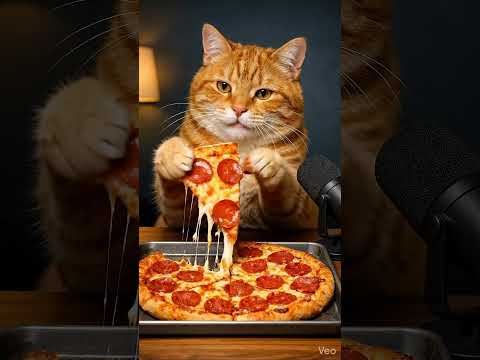 ASMR Cat Tries Pizza 🍕 #asmr #cat #satisfying