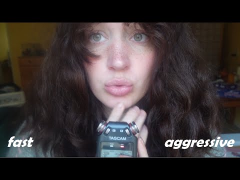 FAST and aggressive inaudible whispers and face touching (ASMR, close-up)