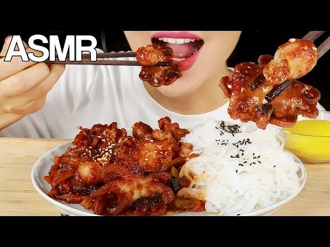 ASMR SPICY BABY OCTOPUS🐙TAPIOCA NOODLES EATING SOUNDS MUKBANG