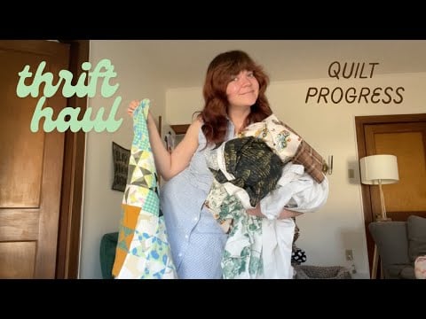 asmr thrift haul #3 and try-on! Quilt progress show + tell