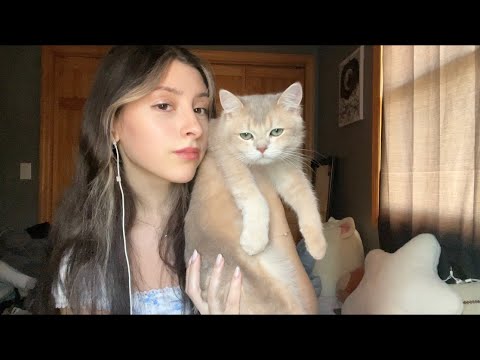 ASMR Get Ready With Me 🩵🪻🌧️ ~ makeup & skincare routine, my new kitten, soft spoken ☁️