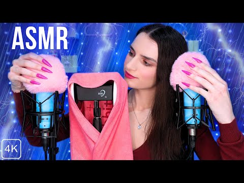 ASMR ⛈️ Thunder Towel with 3 MICS⚡ Creating Thunder & Rain ⛈️ Storm Ambience 🥱 No Talking for Sleep