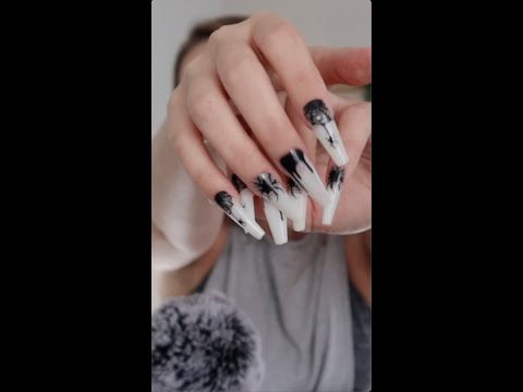 ASMR| EXTRA Long Halloween Nails🥰🎃👻 #youtubeshorts #asmrshorts