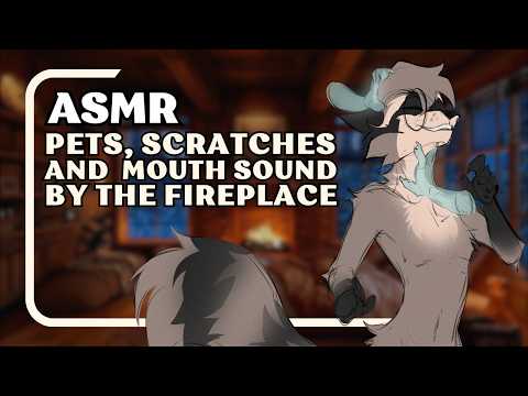 [Furry ASMR] 1 Hour of Pets, Scratches and Soft Mouth Sounds by the Fire | Crackling Sounds...