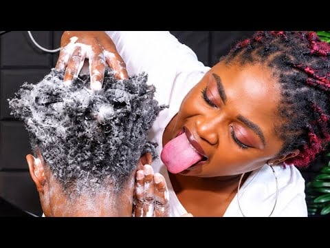 ASMR✨Sensual close Up fake spit painting,intense Neck,Ear, head & shoulder massage. Wet mouth sound.