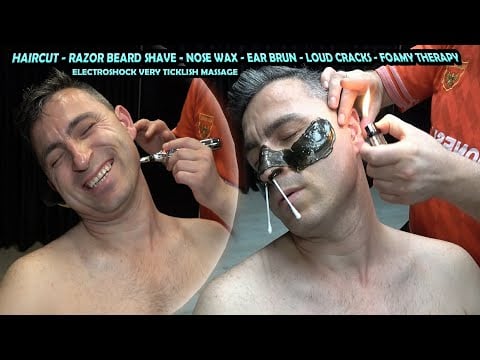 ELECTROSHOCK TOUCHES WERE EFFECTIVE 💈 ASMR HAIRCUT - BEARD SHAVE 💈 CRACKS 💈 EAR BURN 💈 SLEEP MASSAGE