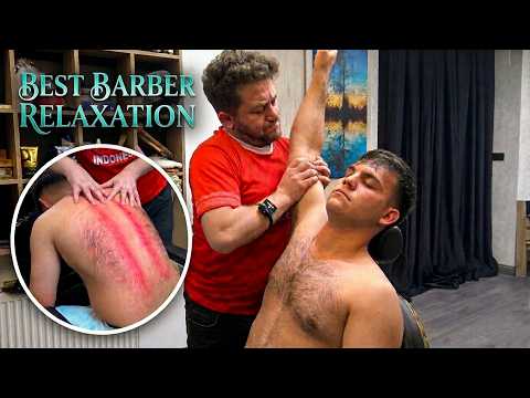 💈 HE WAS TRULY AND DEEPLY HYPNOTIZED + CRACKS + ASMR head, chest, armpit, belly, foot & body massage