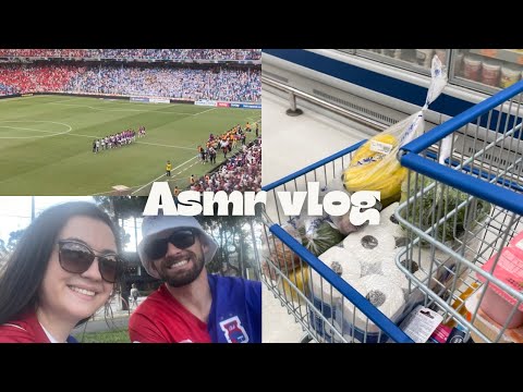 ASMR VLOG jogo do Paraná + compras do mês (sussurros com sons de boca) 💤❤️💙