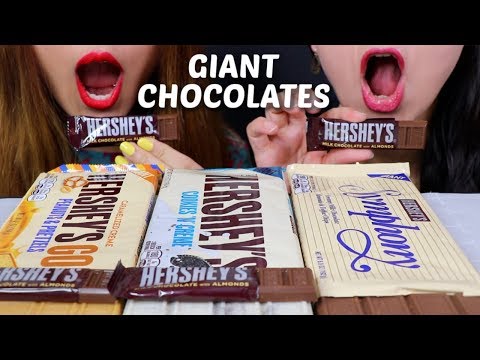 ASMR GIANT HERSHEY'S CHOCOLATE BARS 초콜릿 리얼사운드 먹방 チョコレートcoklat | Kim&Liz ASMR